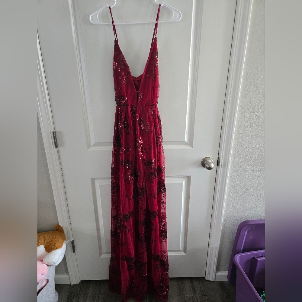 Southern Fried Chics Red Backless Sundress with Spaghetti Straps for Weddings
